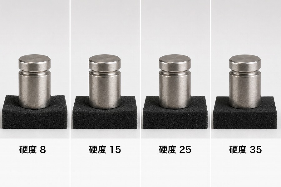 スポンジ硬度の沈み込み比較